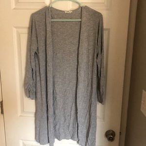 3/4 sleeve long grey cardigan
